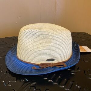 Panama Jack Cream and Blue Fedora Hat